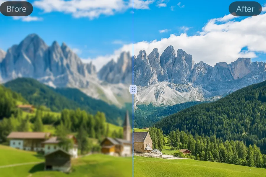 Verschwommene Landschaftsfotos korrigieren